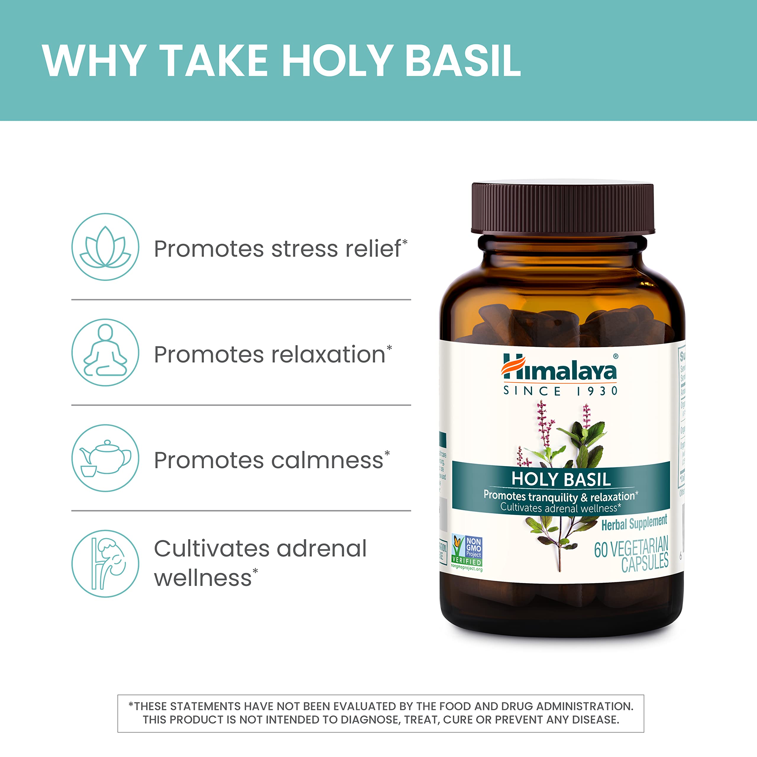 Himalaya Holy Basil Capsules with a measuring spoon