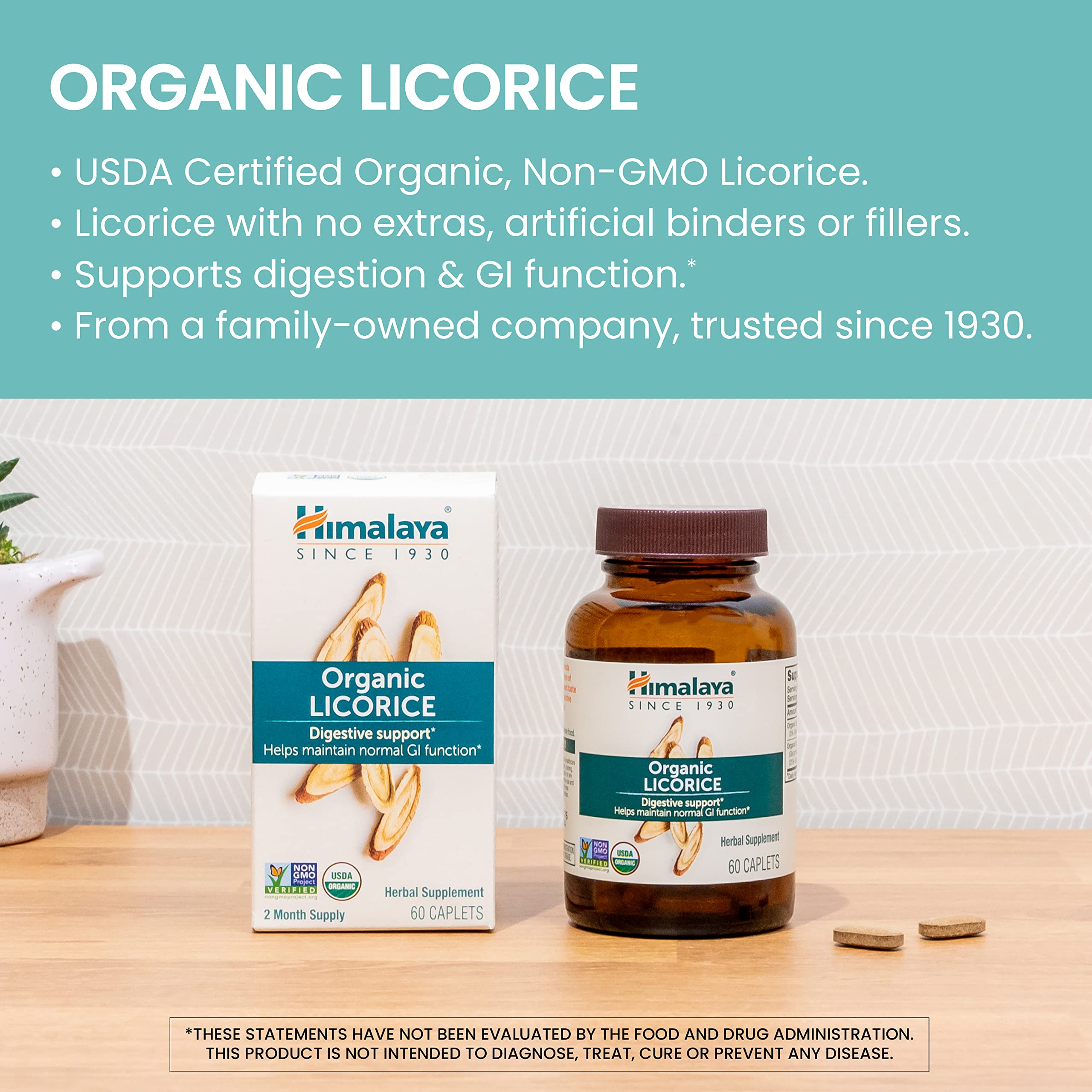 Himalaya Licorice Root Capsules opened bottle with capsules