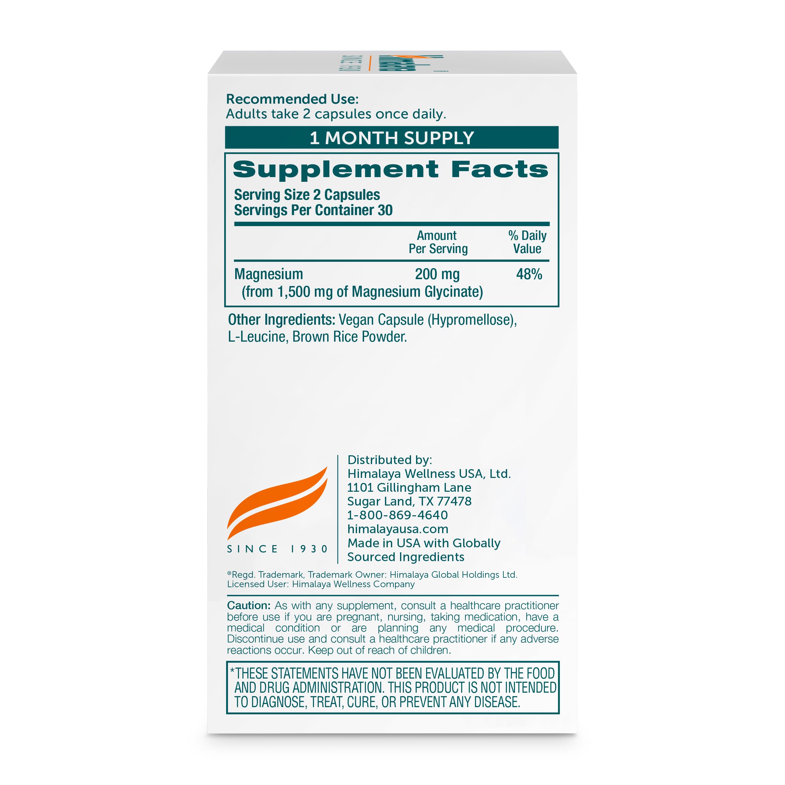 Himalaya Magnesium Glycinate 200mg capsules side view