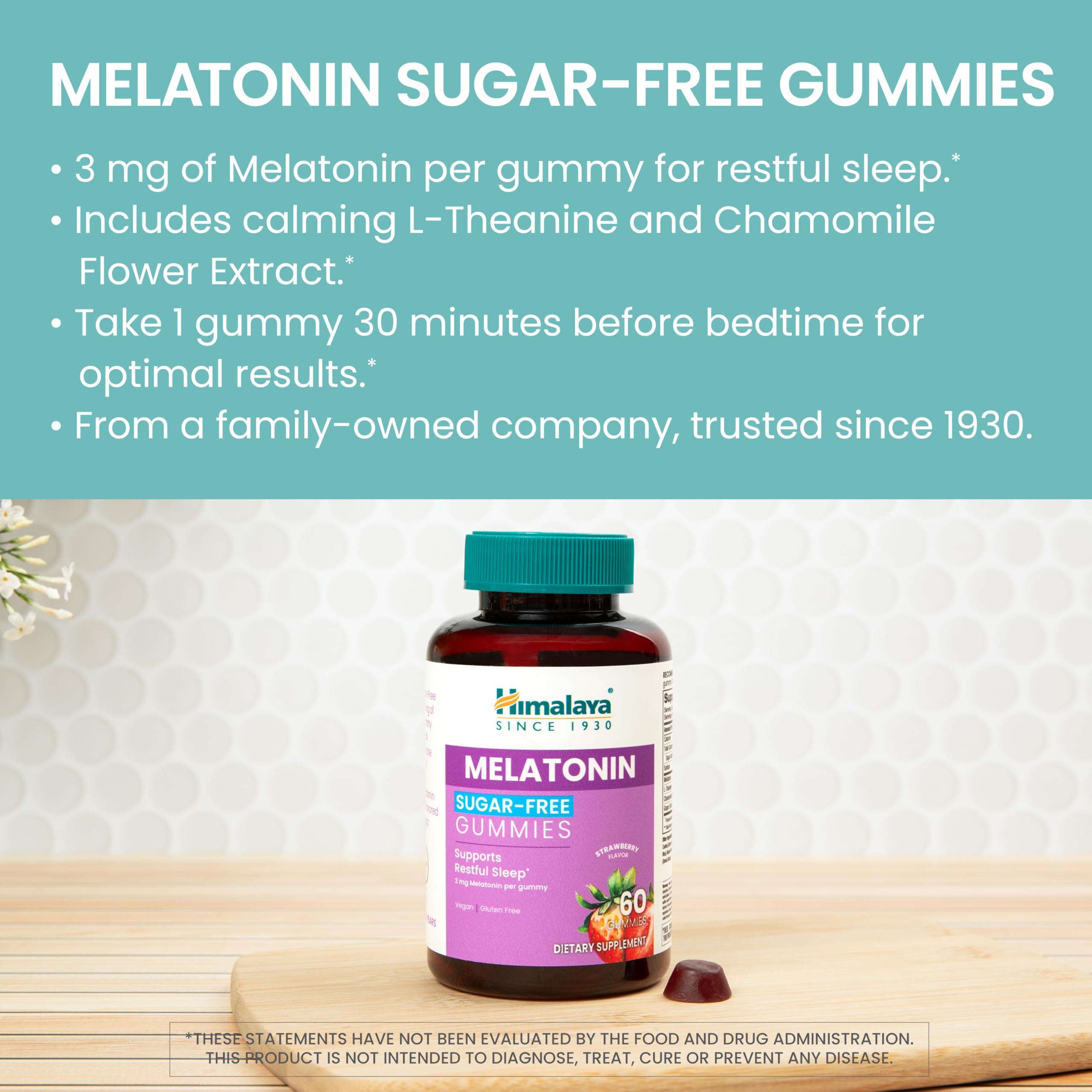Himalaya Melatonin Gummies 60 count side view