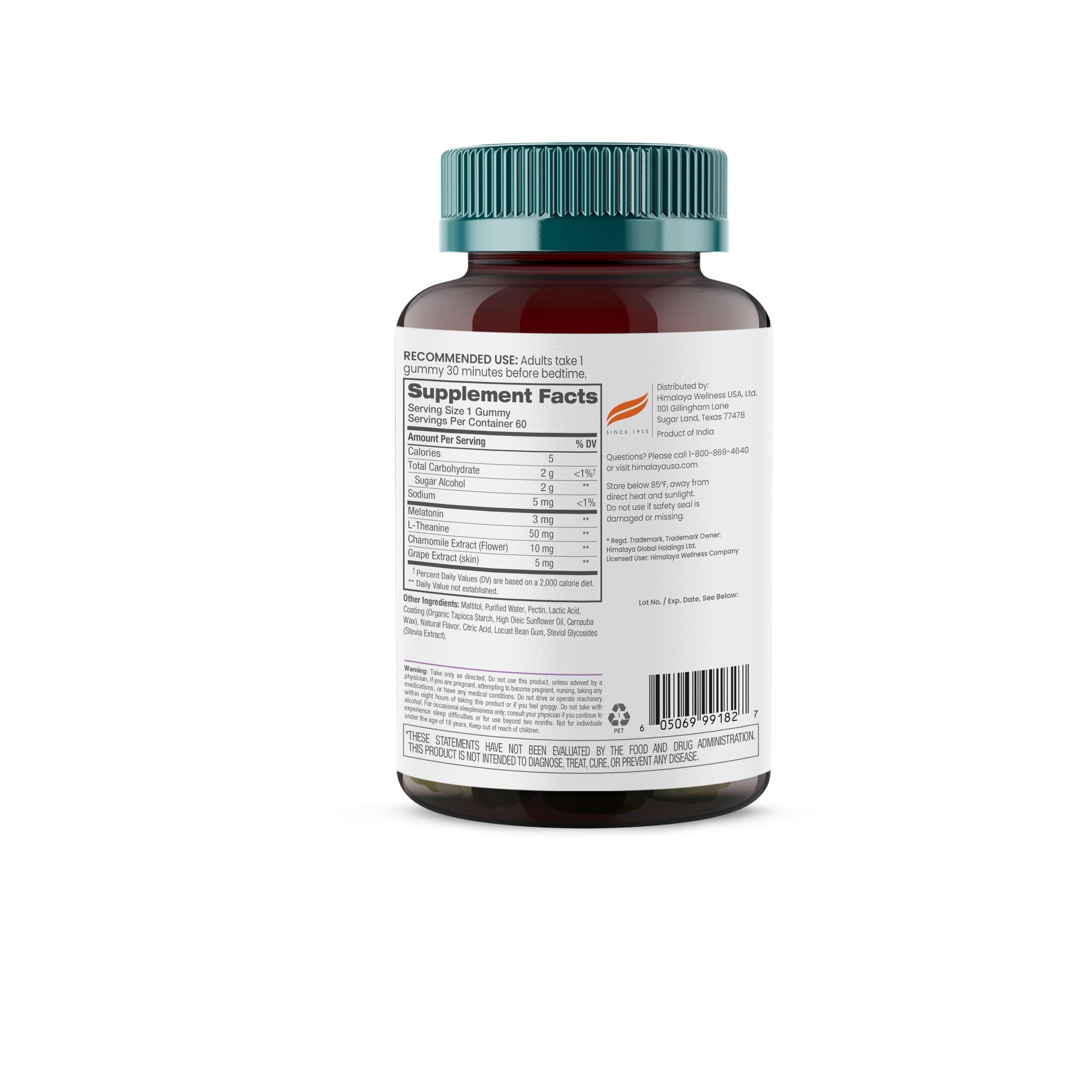 Himalaya Melatonin Gummies showing ingredients list