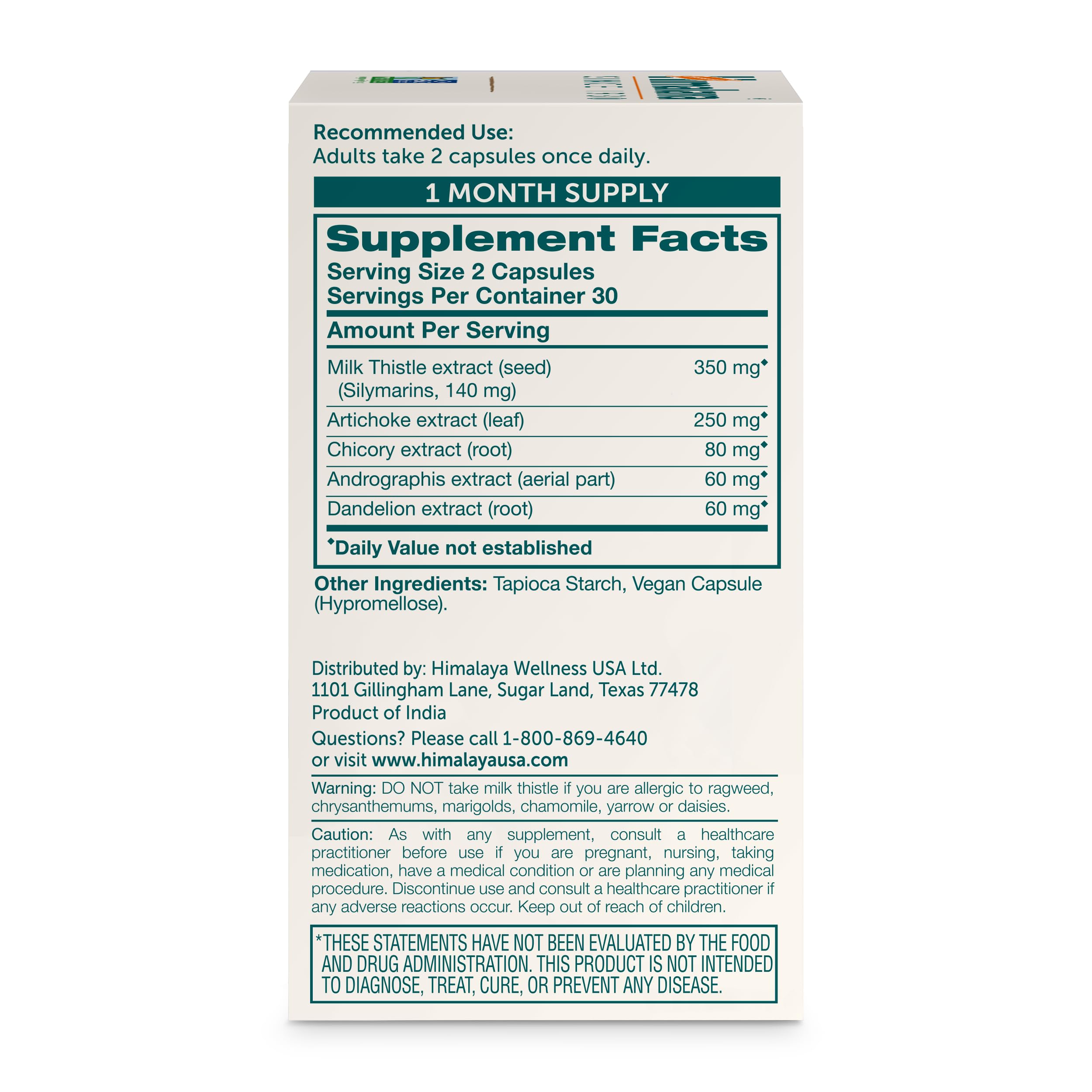 Himalaya Milk Thistle Supplement side view