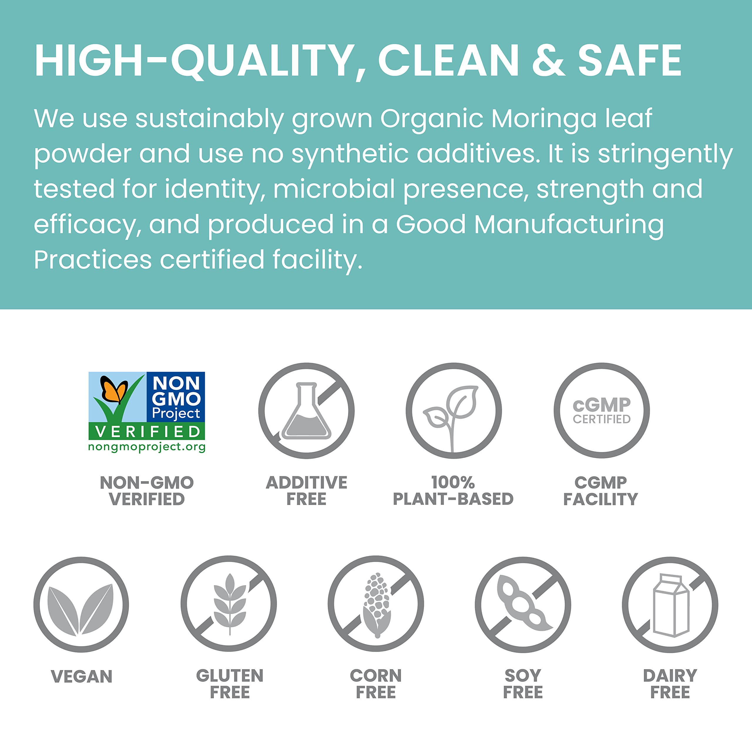 Himalaya Moringa Capsules 1000mg ingredients list on packaging