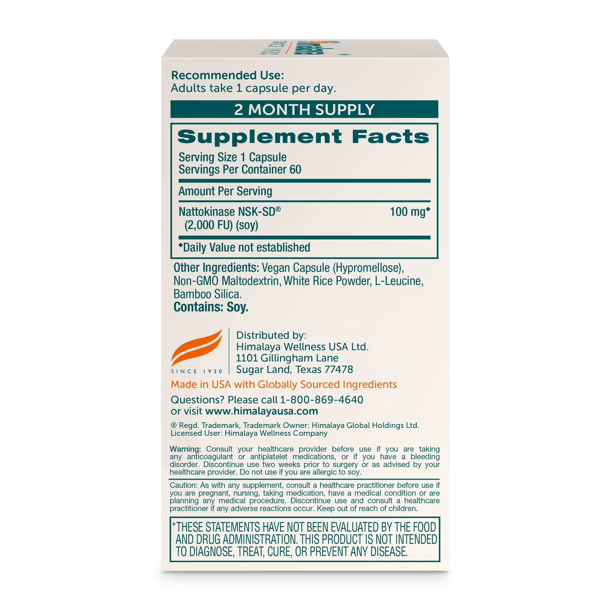 Himalaya NSK-SD Nattokinase 100mg Capsules side view