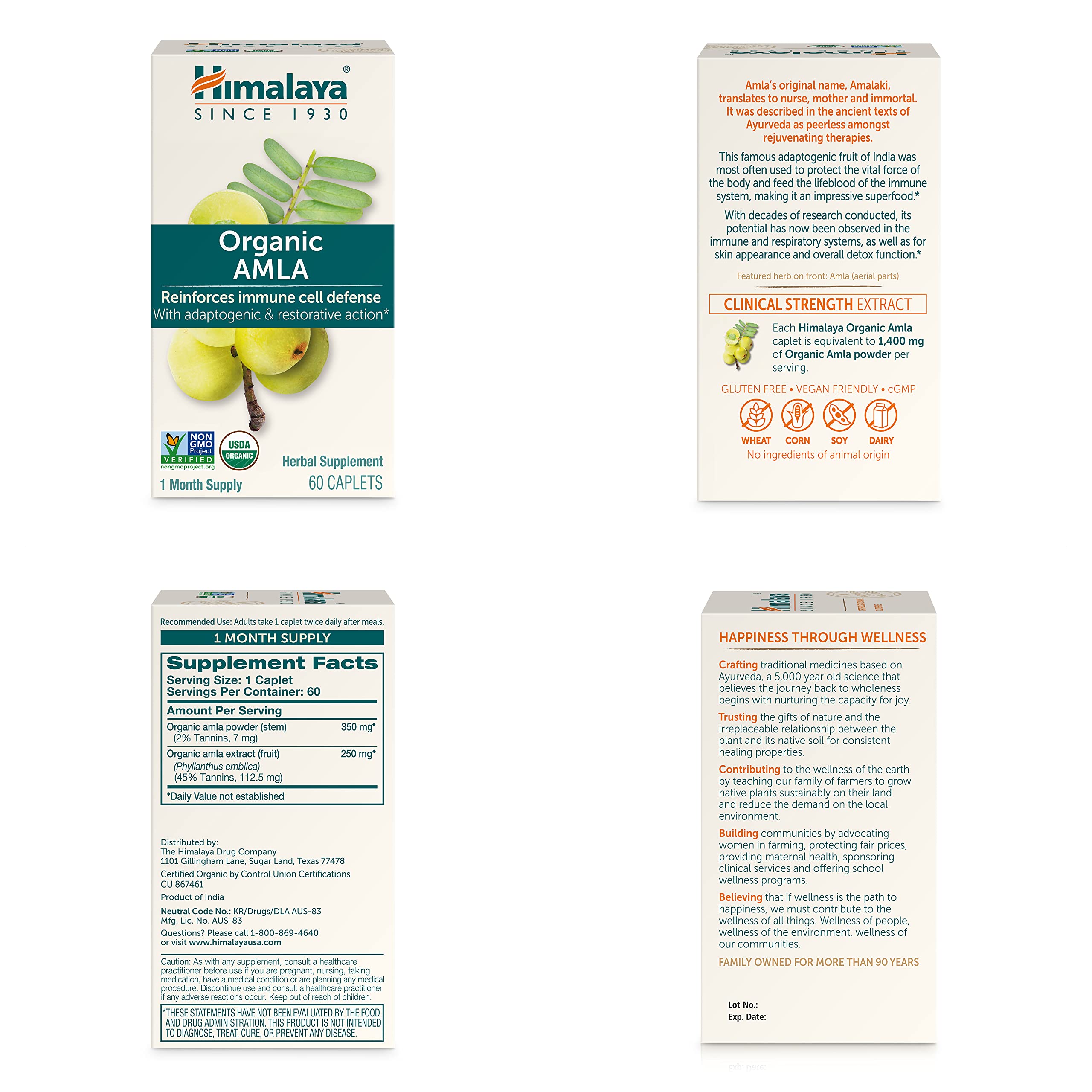 Himalaya Organic Amla product packaging on a wooden table