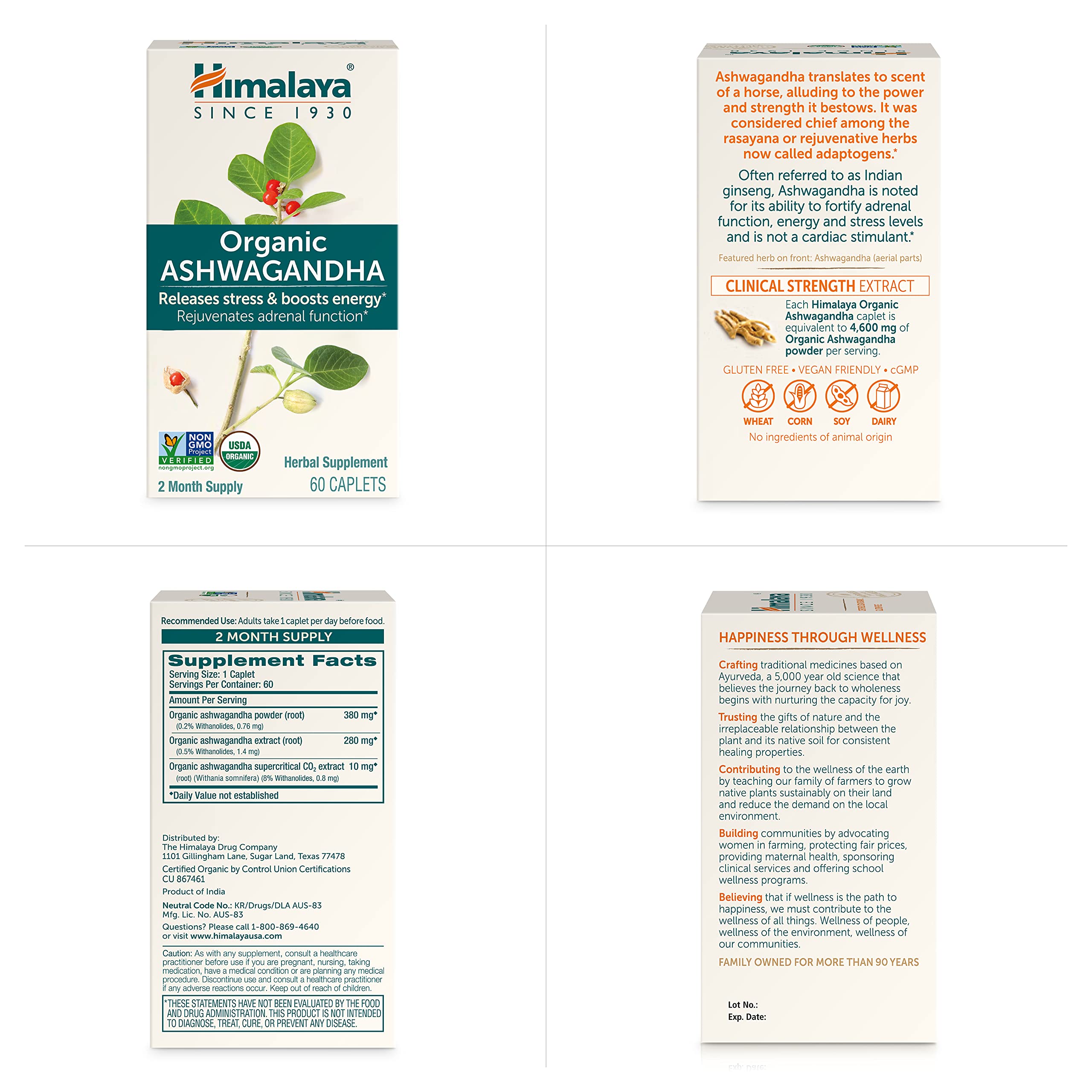 Himalaya Organic Ashwagandha 358g with a measuring spoon