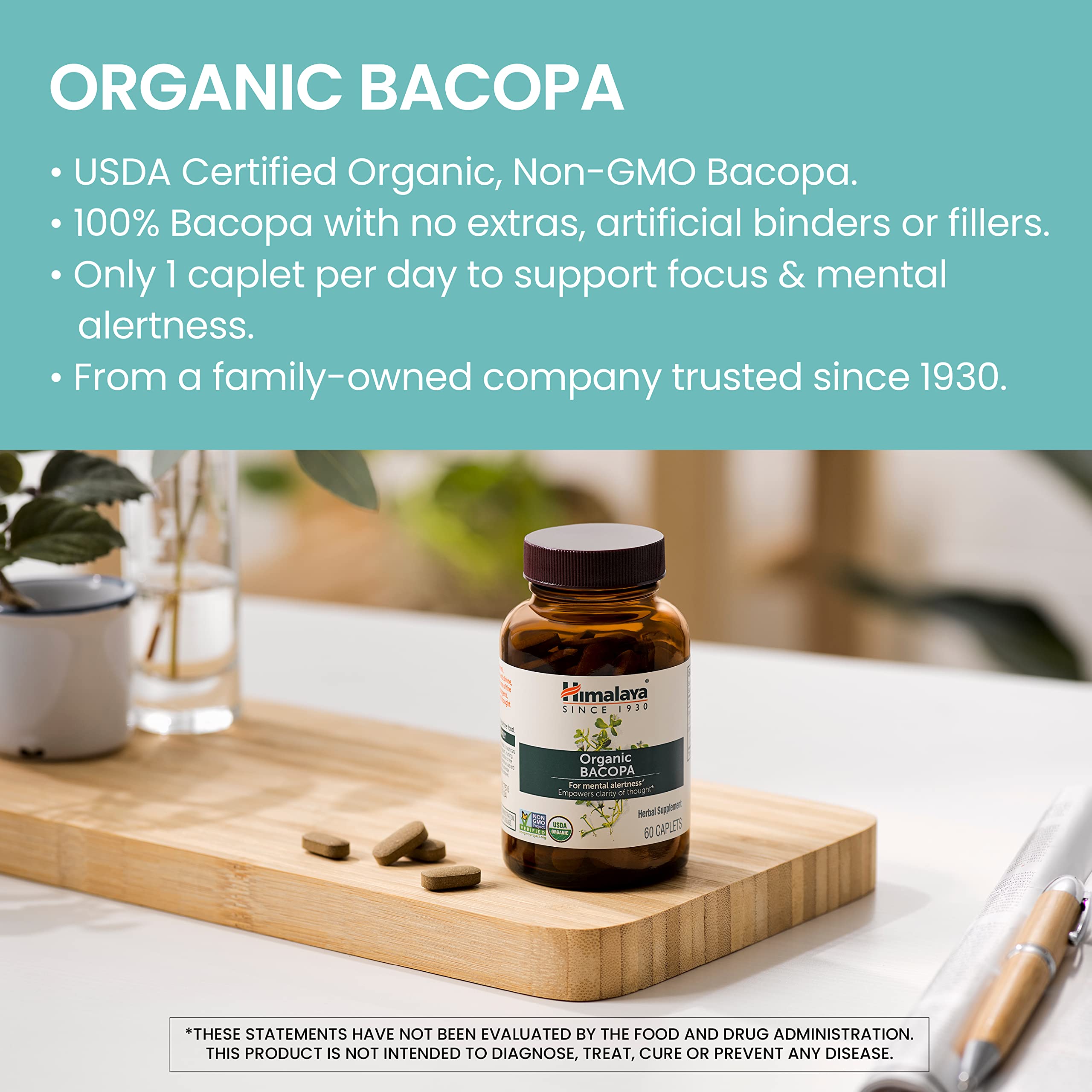 Himalaya Organic Bacopa Monnieri supplement facts label