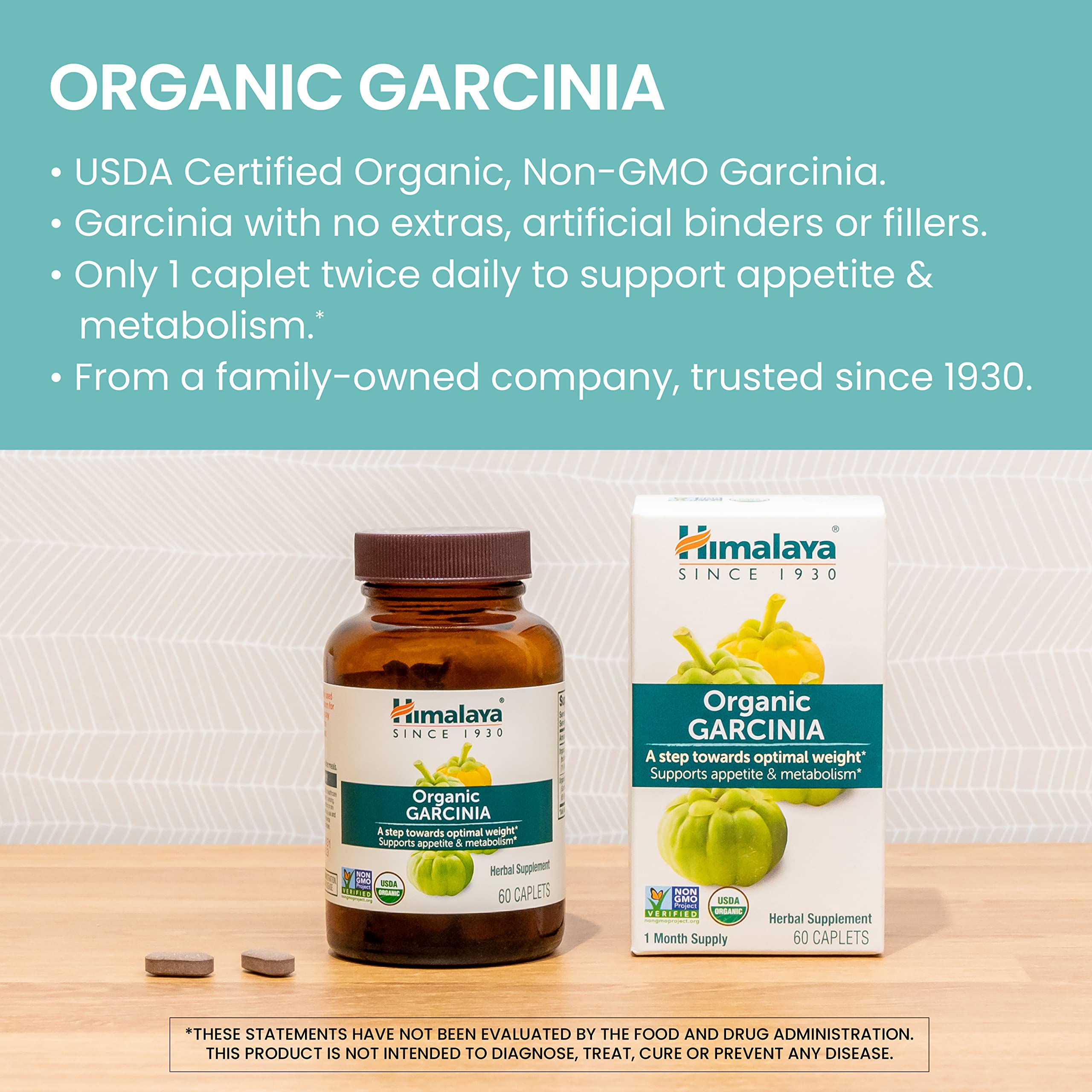 Himalaya Organic Garcinia Cambogia Supplement 600mg back view with ingredients