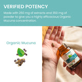 Himalaya Organic Mucuna Pruriens supplement lifestyle scene with herbal tea