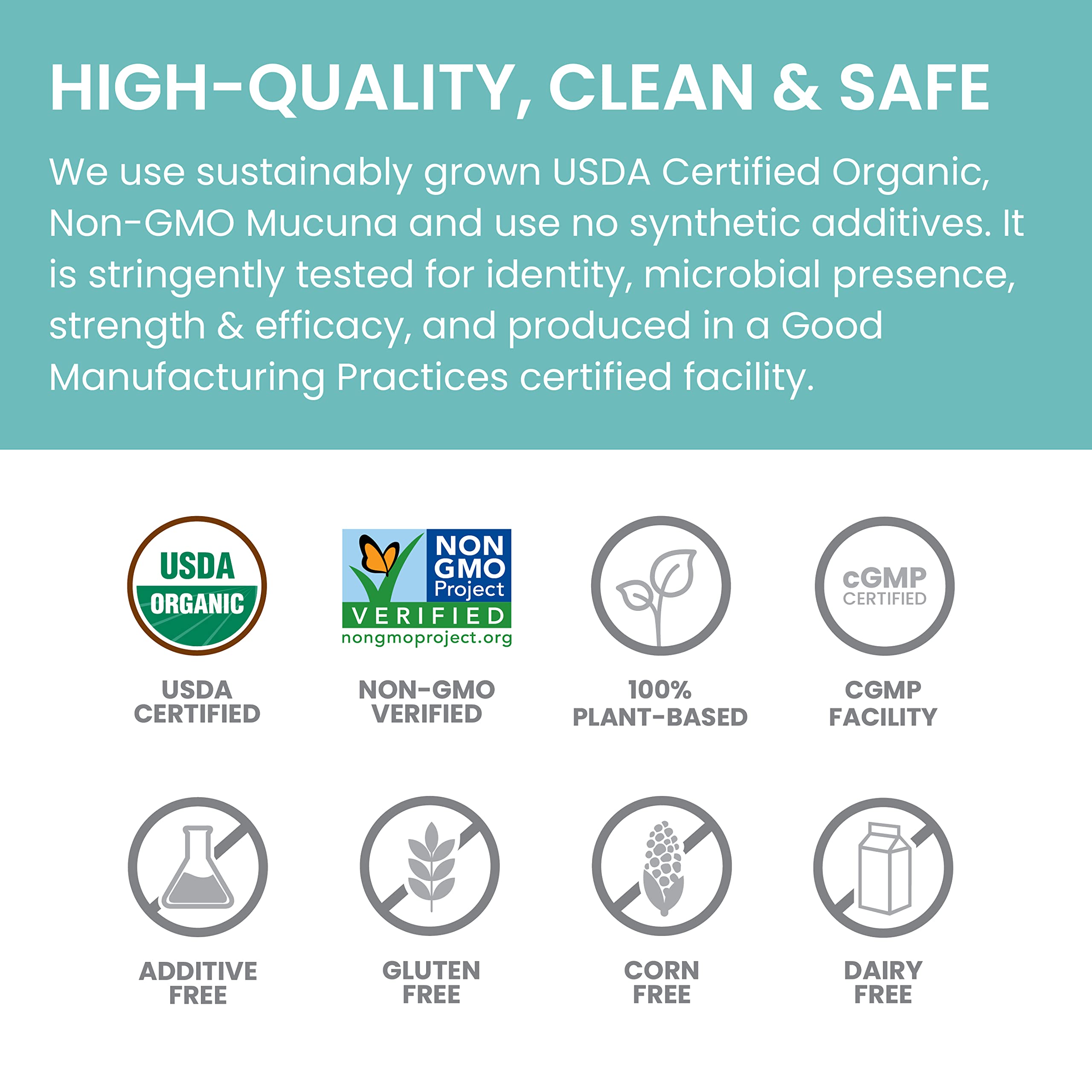 Himalaya Organic Mucuna Pruriens supplement on a wooden table