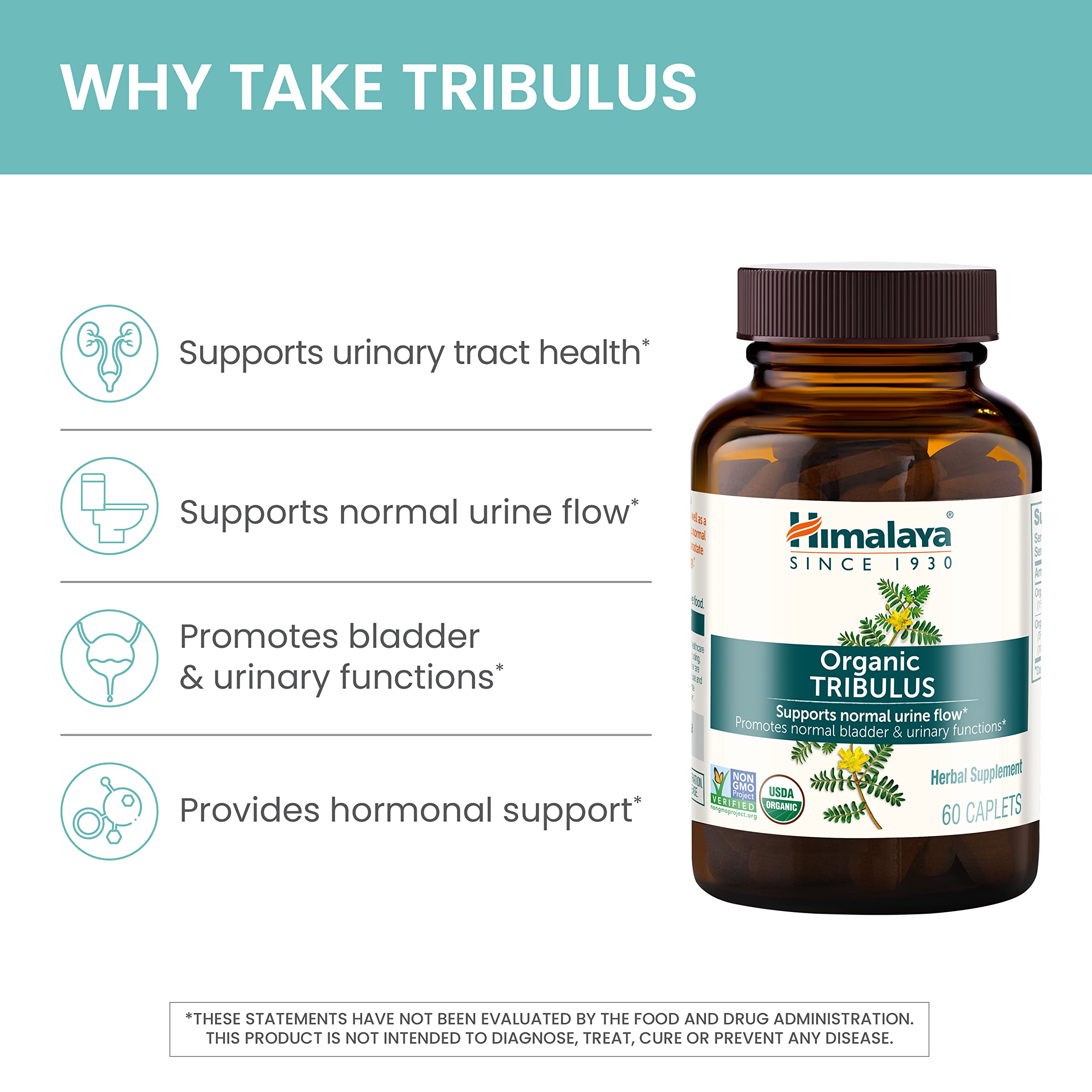 Himalaya Organic Tribulus 86g bottle on a wooden surface