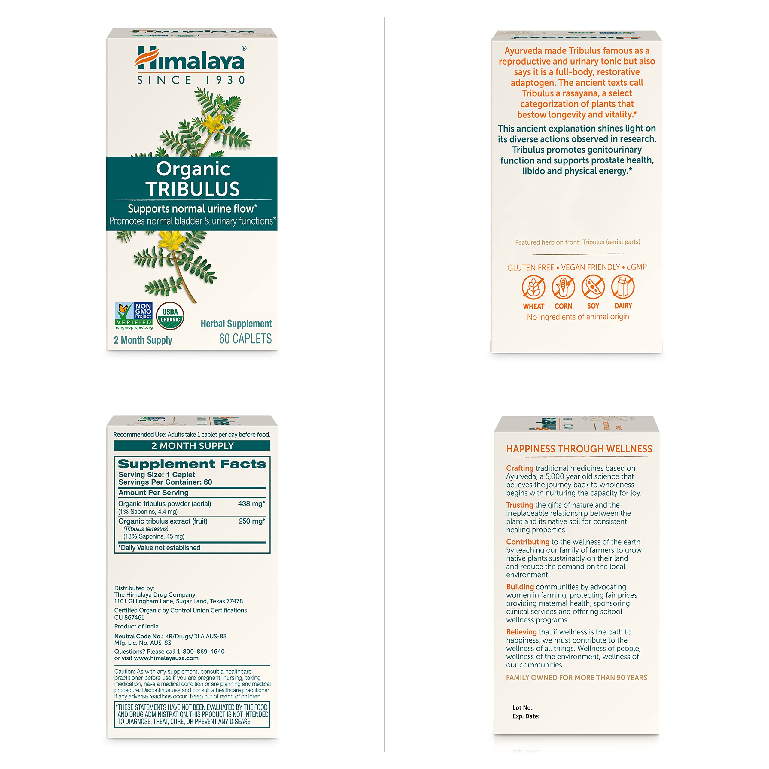 Himalaya Organic Tribulus 86g showing capsule size
