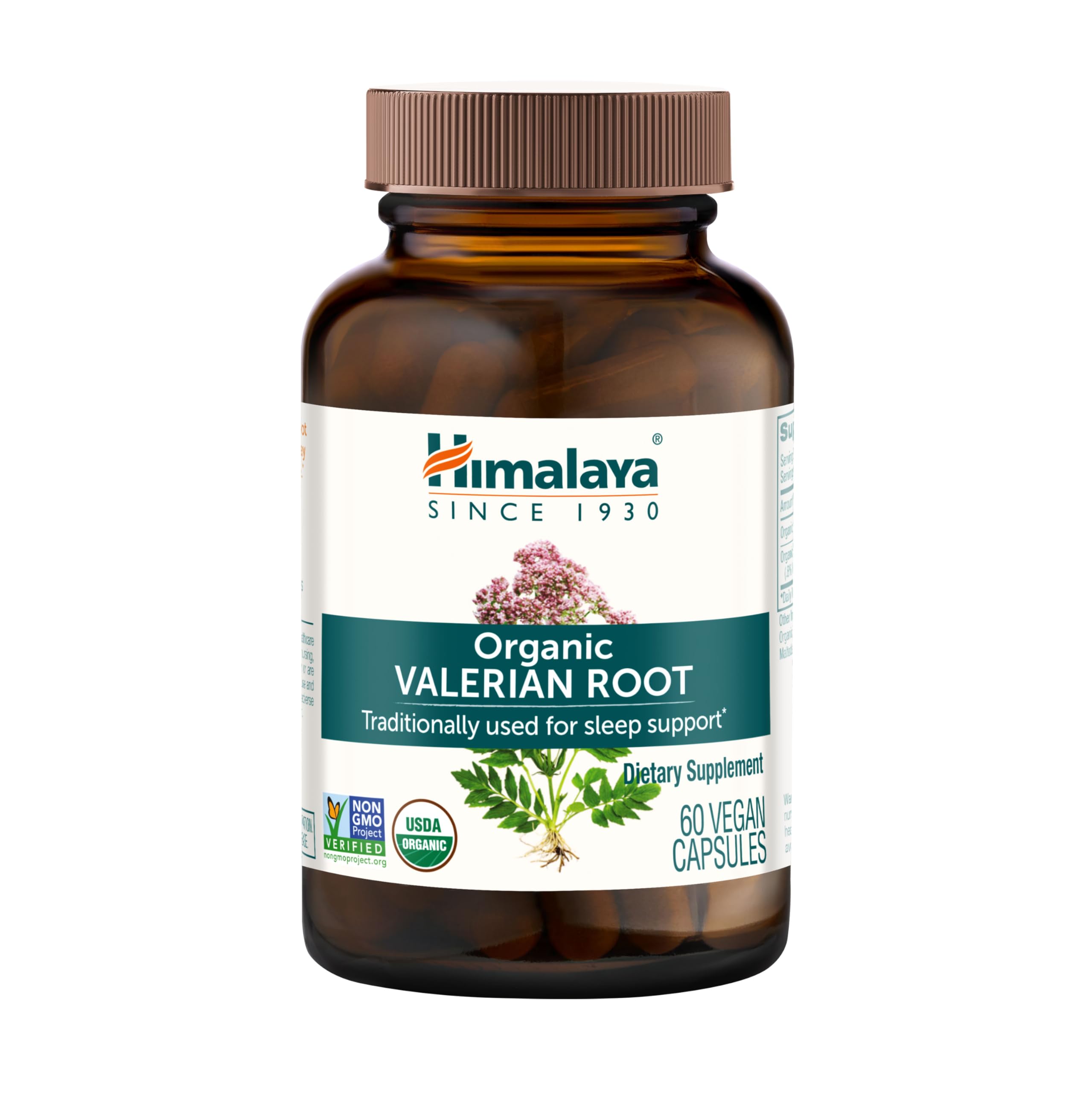 Himalaya Organic Valerian Root 1000mg vegan capsules front view