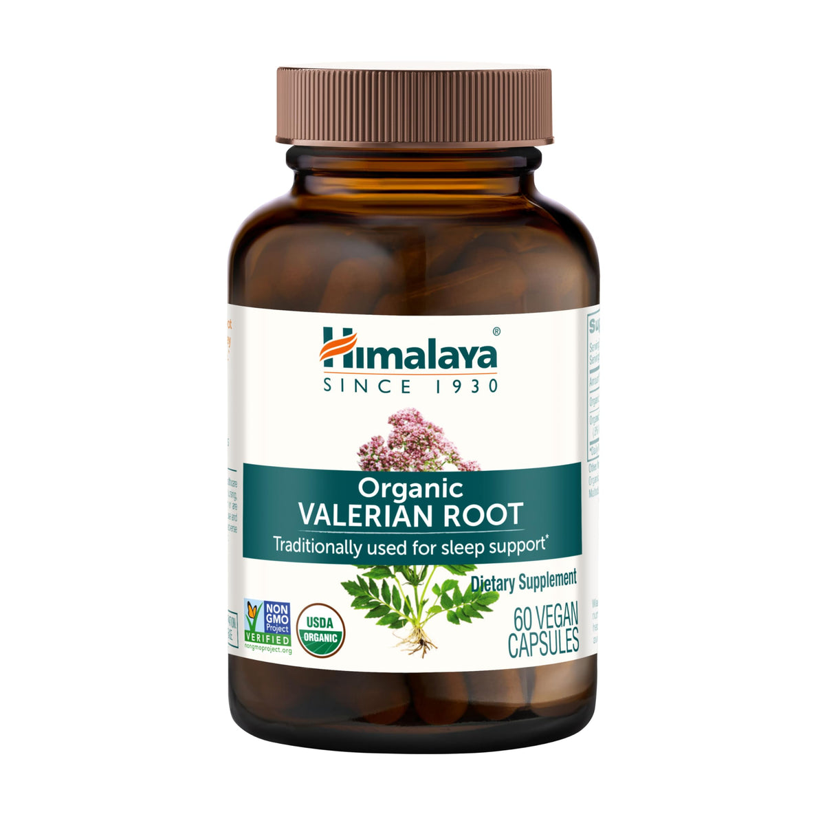 Himalaya Organic Valerian Root 1000mg vegan capsules front view