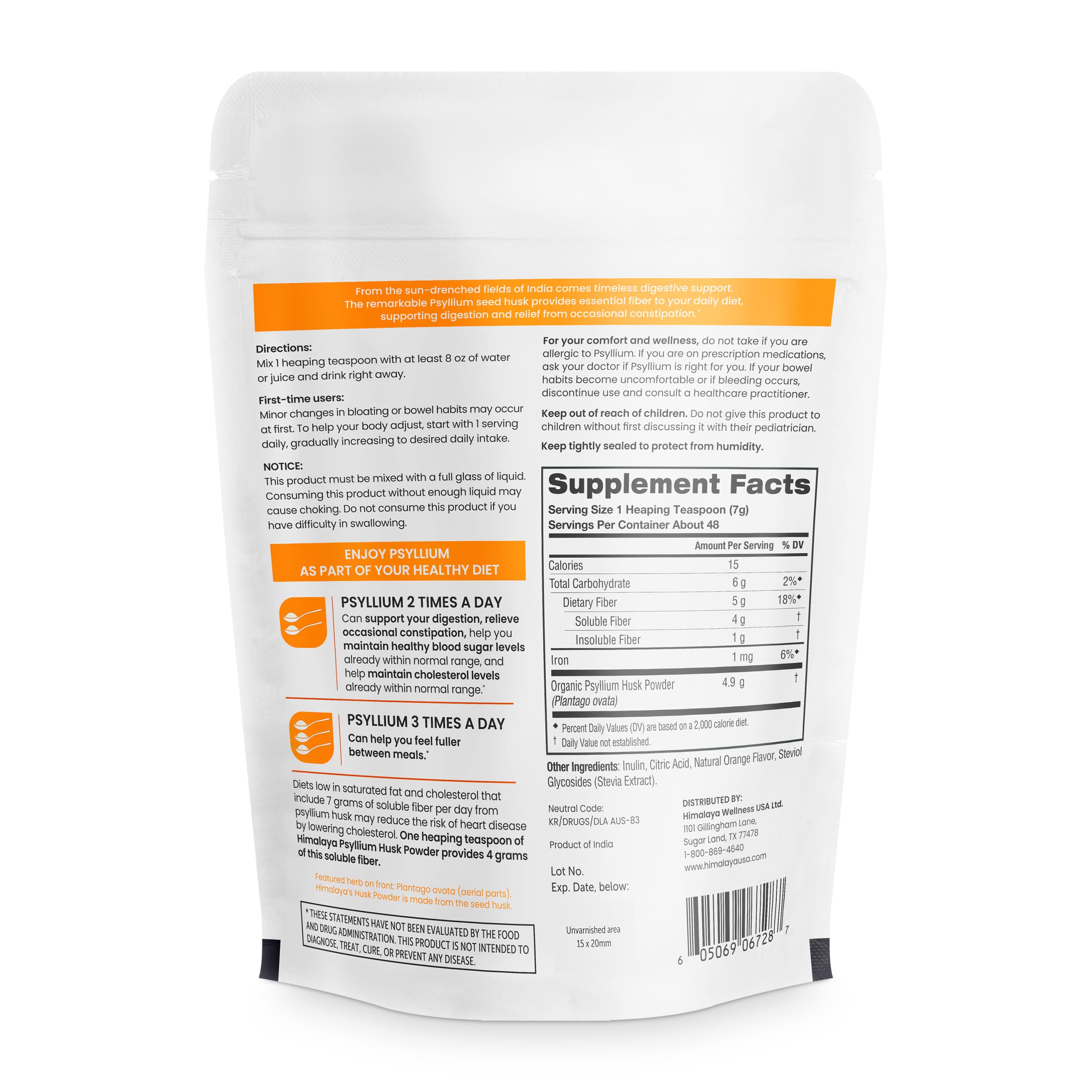 Himalaya Psyllium Husk Powder 340g packaging side view