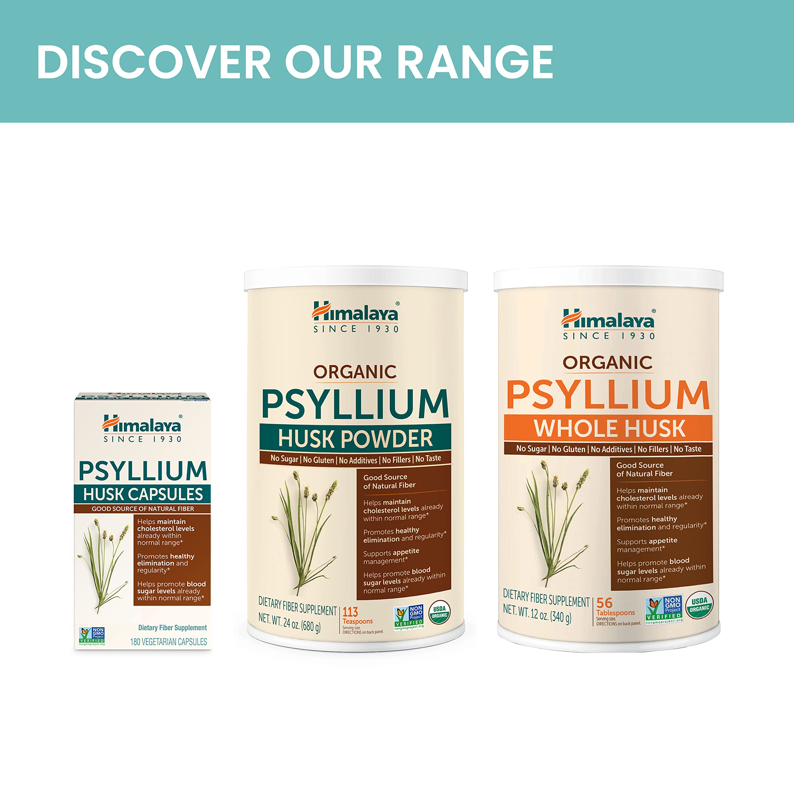 Himalaya Psyllium Husk Powder Capsules with a measuring spoon