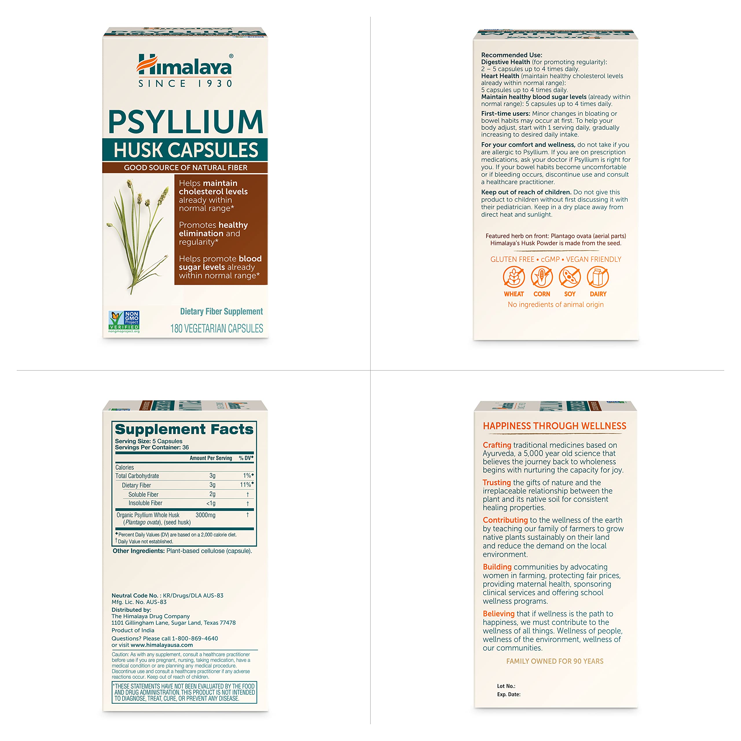 Himalaya Psyllium Husk Powder Capsules with natural background