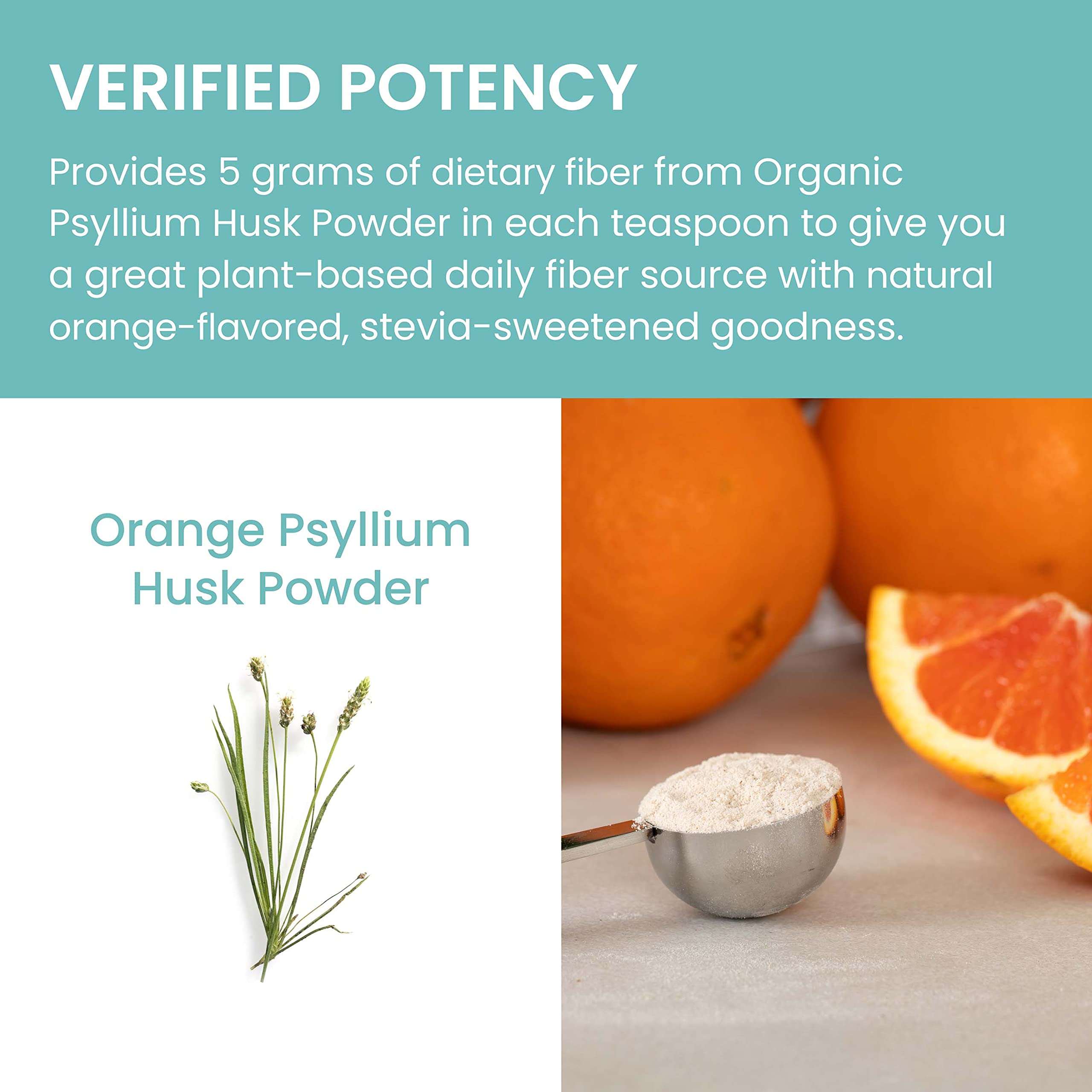 Himalaya Psyllium Husk Powder with fresh fruit on a kitchen counter