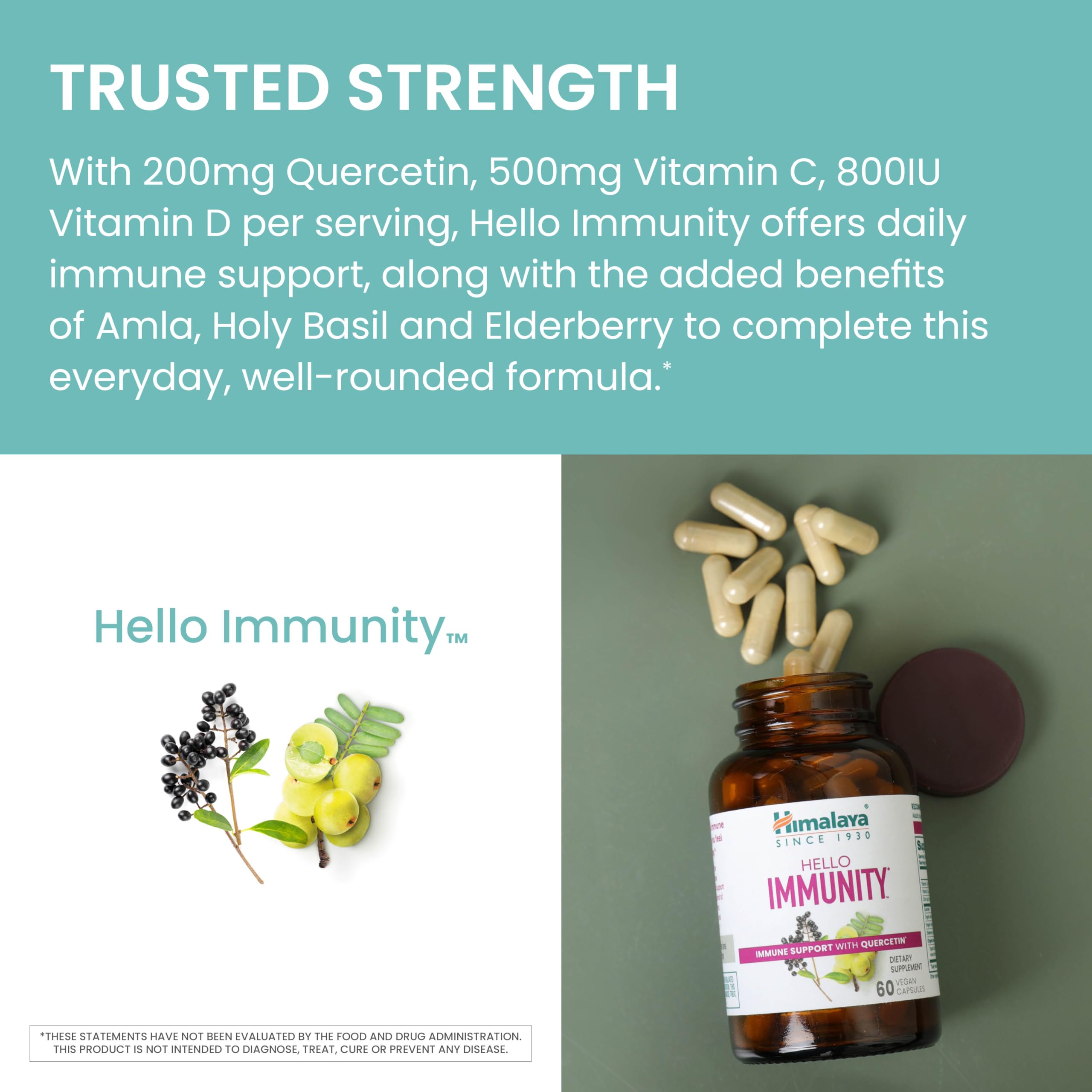 Himalaya Quercetin 500mg Capsules on a wooden table