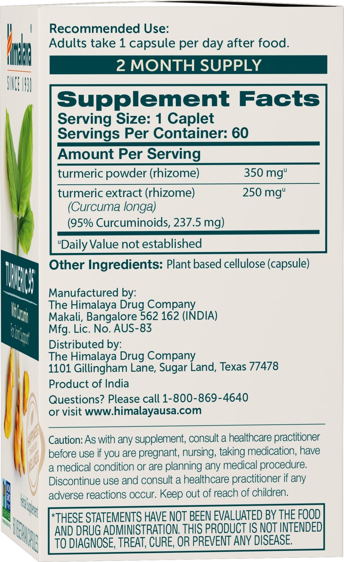 Himalaya Turmeric 95 supplement bottle with label