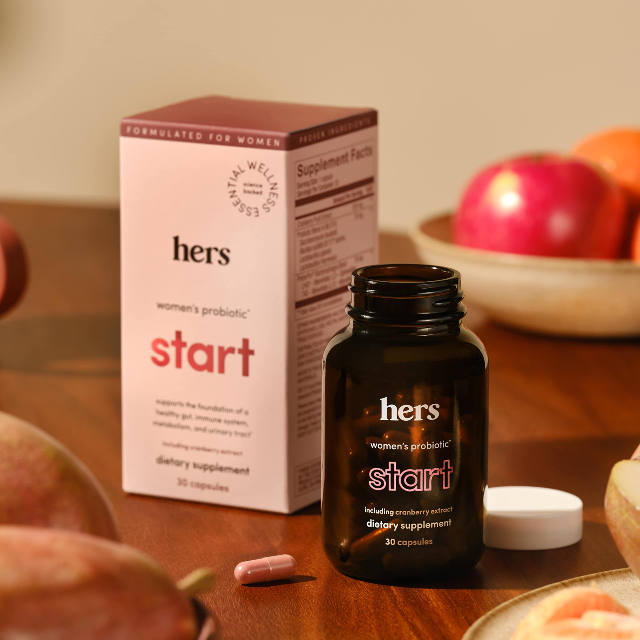 HIMS & HERS Start Probiotic Supplement capsule close-up
