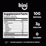 HINI Creatine Monohydrate 300g side view with nutritional information