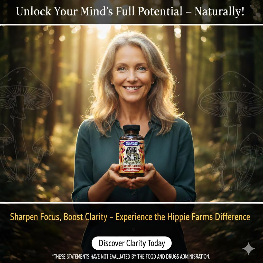 Hippie Farms All Natural Mushroom Supplement capsule close-up