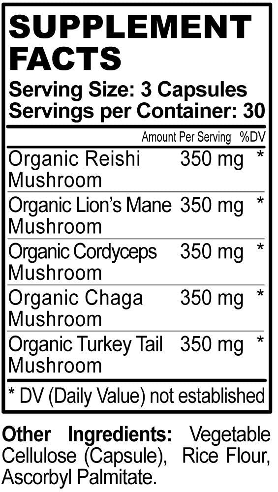 Hippie Farms All Natural Mushroom Supplement side view