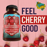 Hippie Farms Tart Cherry Capsules 45g on a wooden table