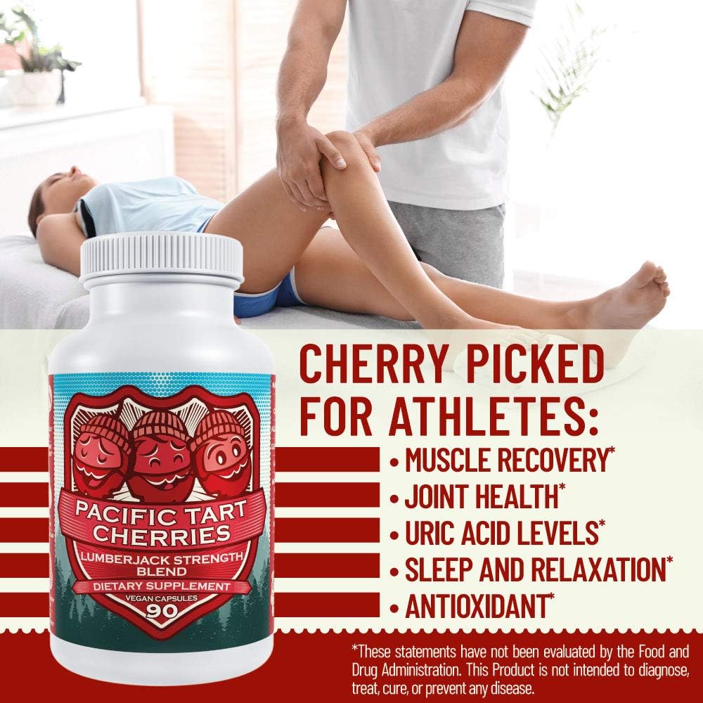 Hippie Farms Tart Cherry Capsules 45g with fresh cherries