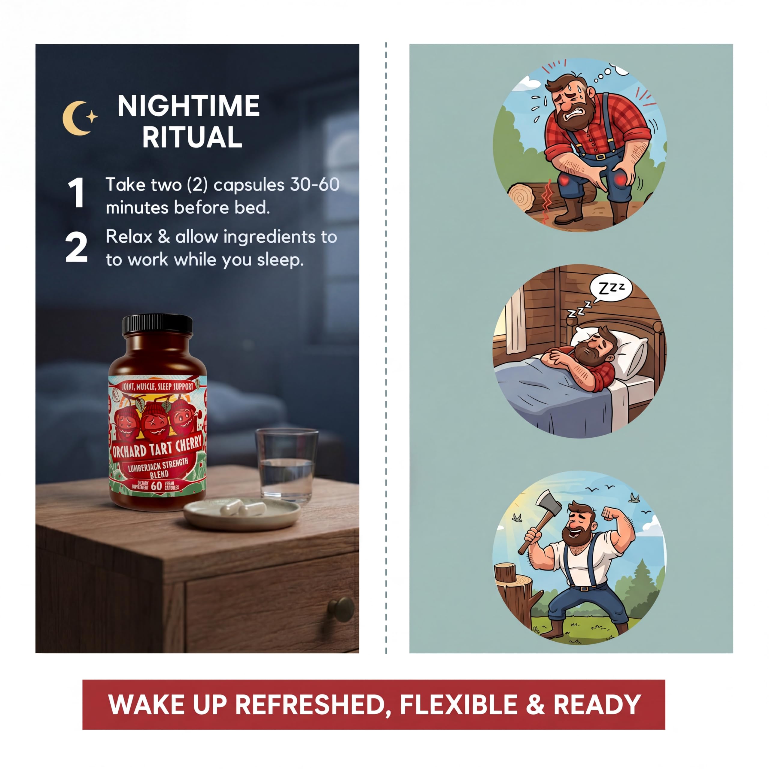 Hippie Farms Tart Cherry Capsules opened bottle with capsules visible