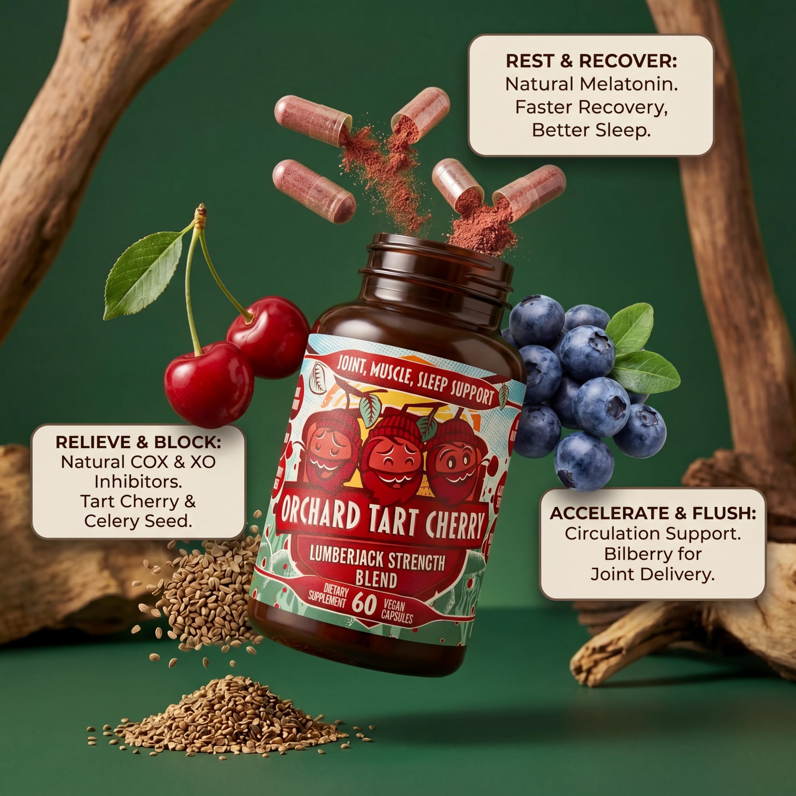 Hippie Farms Tart Cherry Capsules packaging details