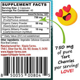 Hippie Farms Tart Cherry Capsules side view showing label