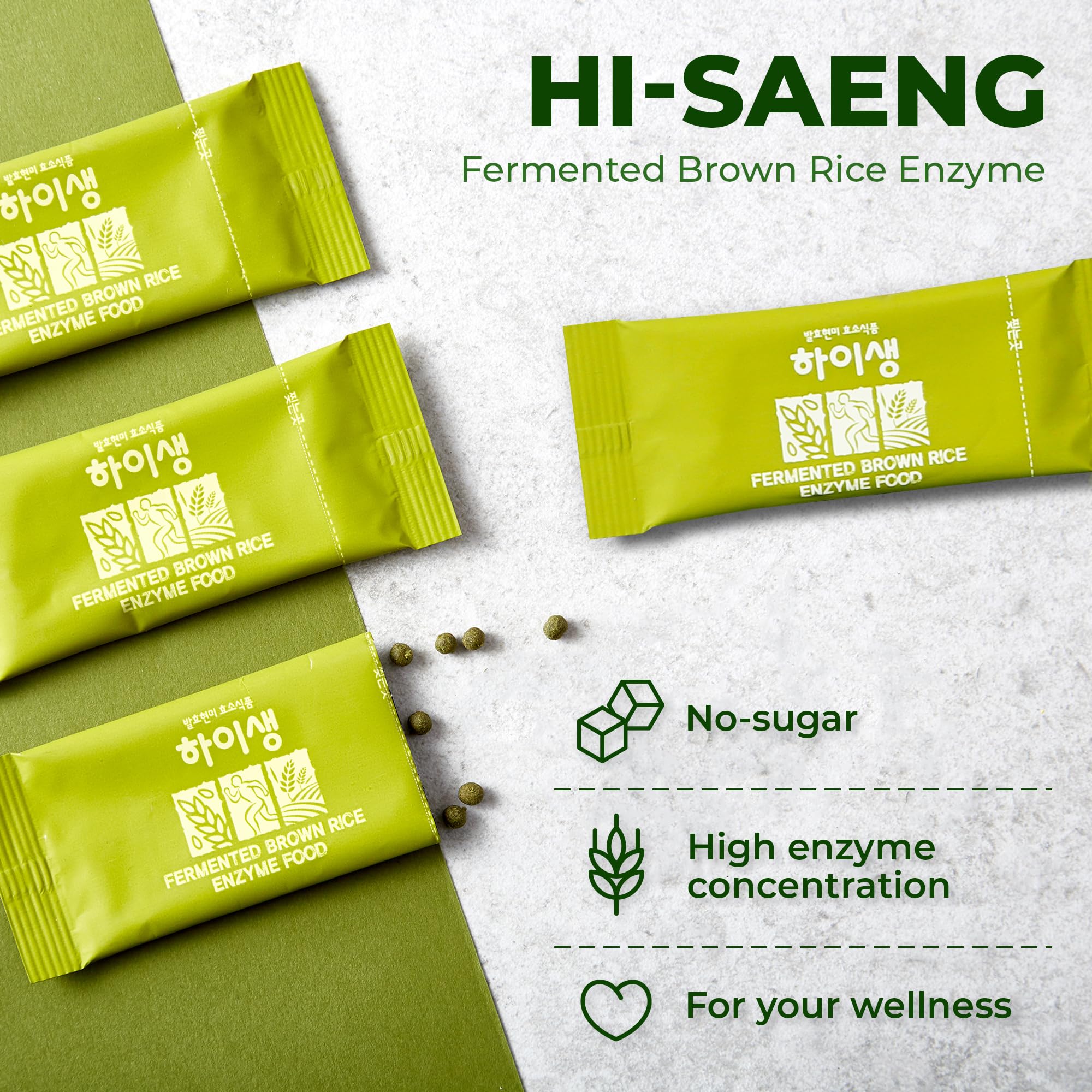 HISAENG Multi-Enzyme Supplement individual packets arranged