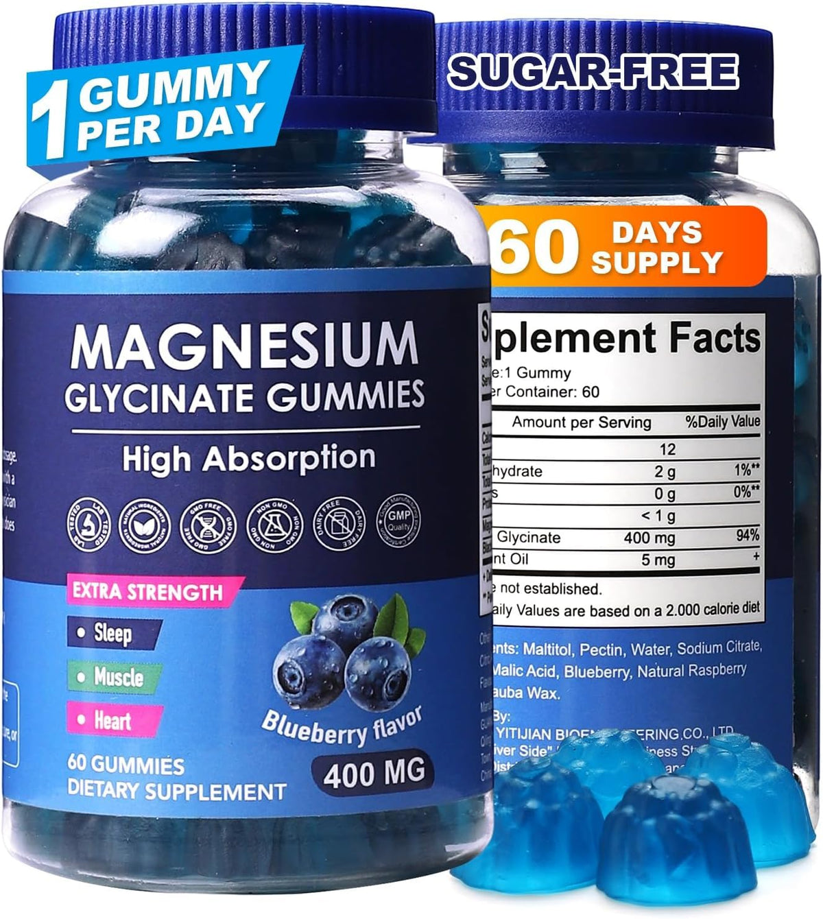 HISOKOI Magnesium Gummies 400mg front view with packaging