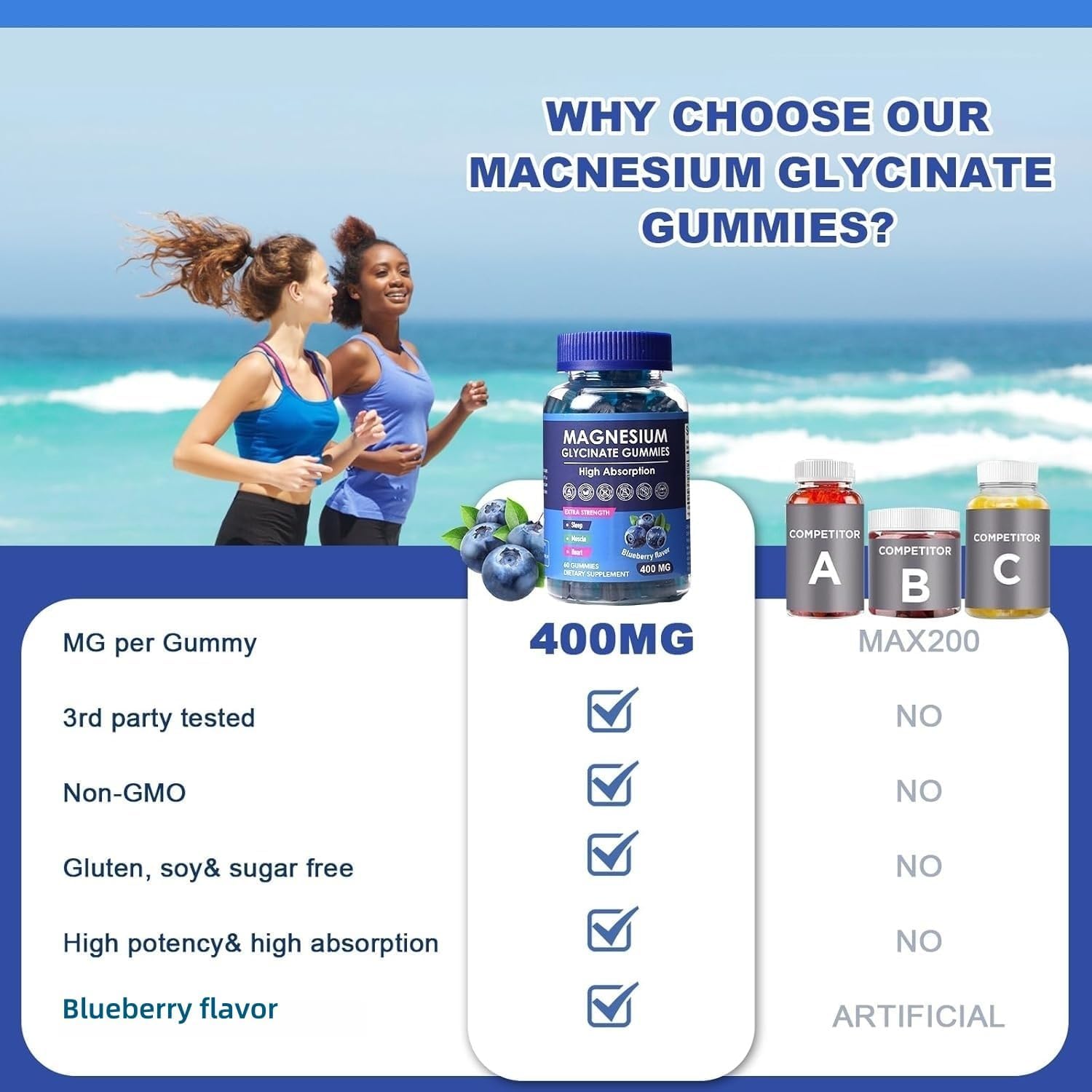 HISOKOI Magnesium Gummies 400mg ingredients list on packaging