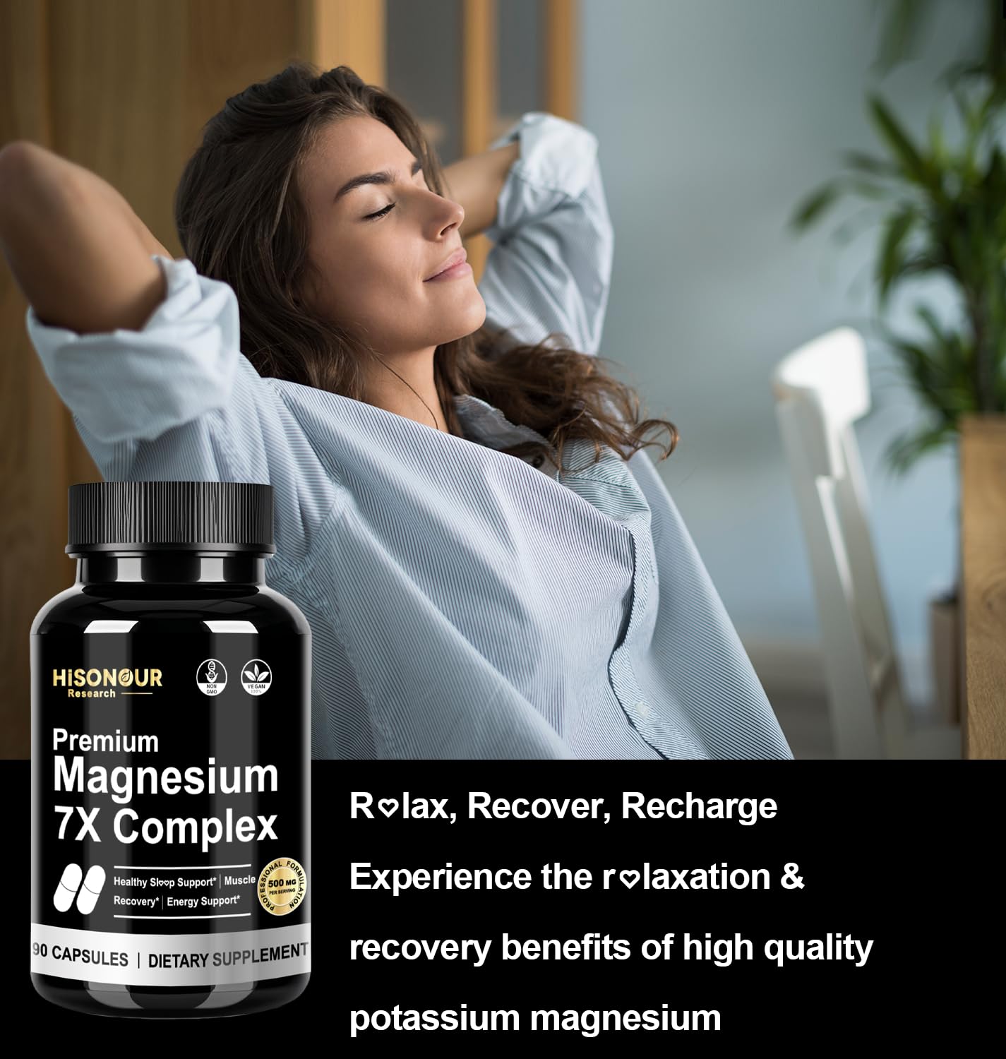 Hisonour Research Magnesium Complex capsules in hand