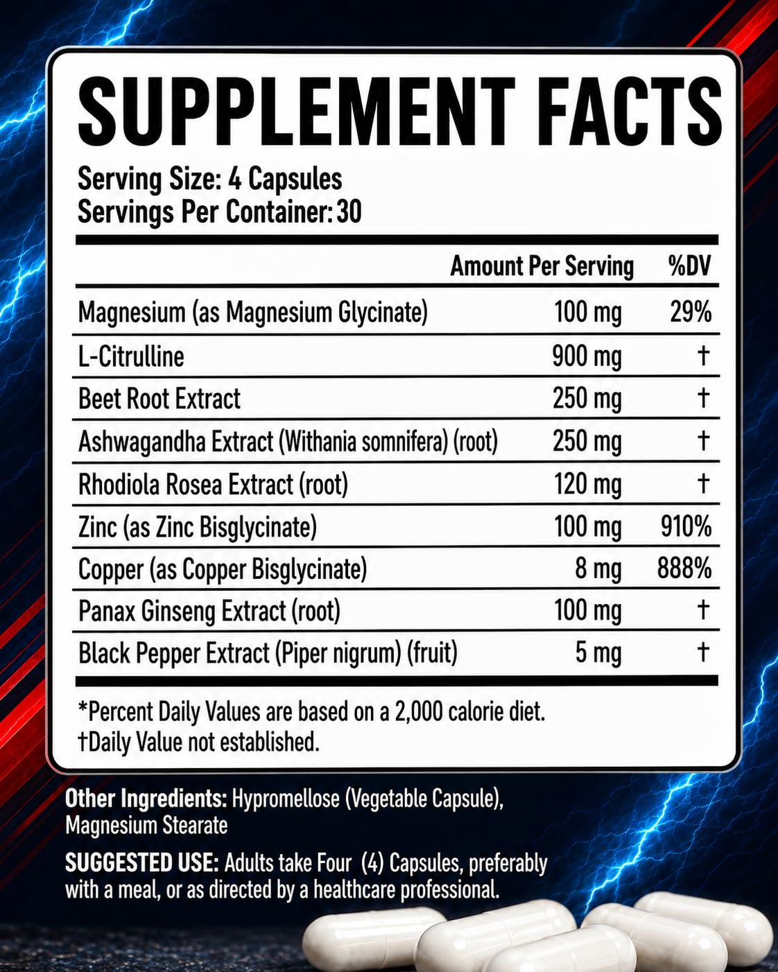 Hisunmer Men's Energy Support Capsules with measuring spoon