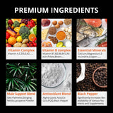 HiWell Absorfyx Men's 50+ Multivitamins back view with ingredient list