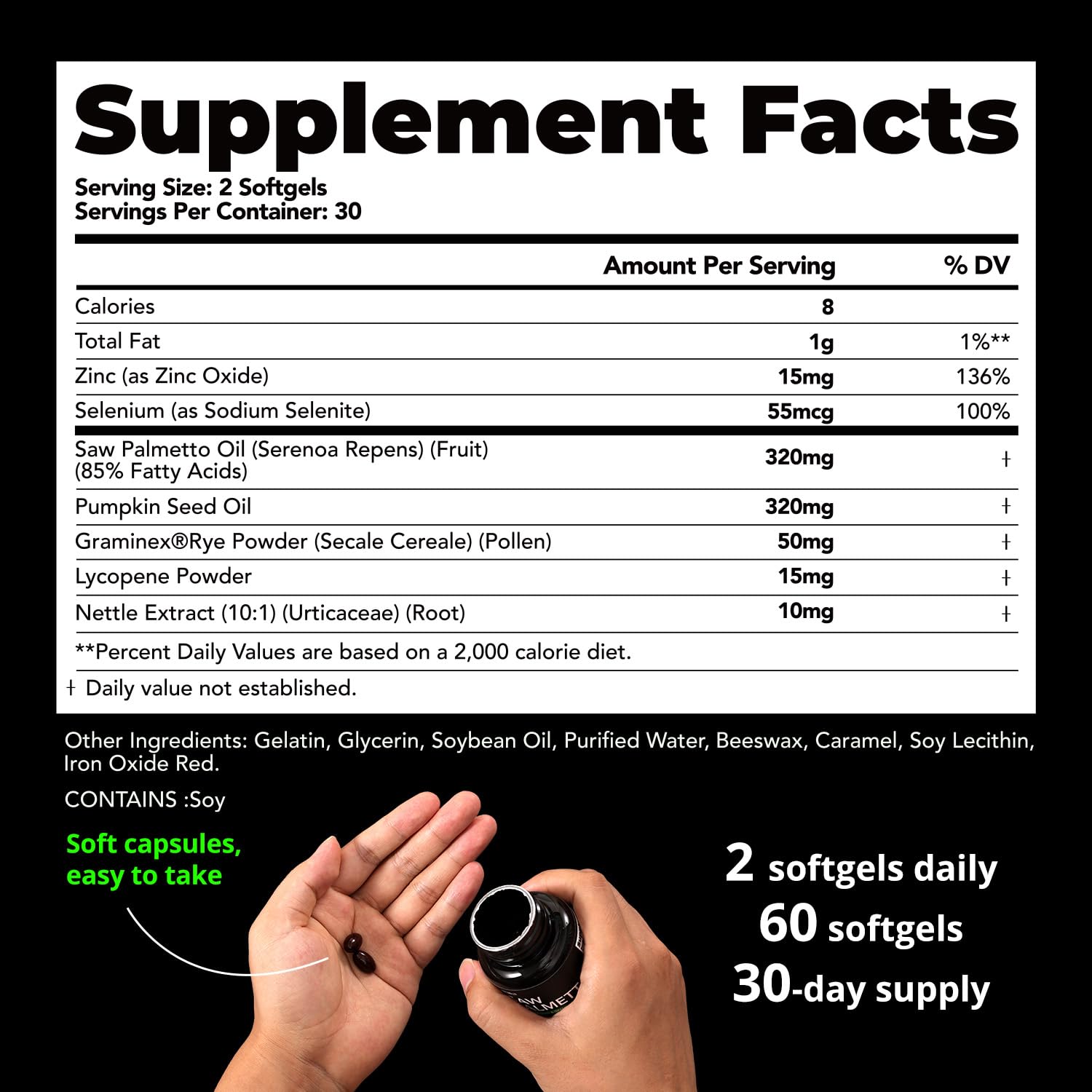 HiWell Saw Palmetto Extract 320mg softgels close-up of capsules
