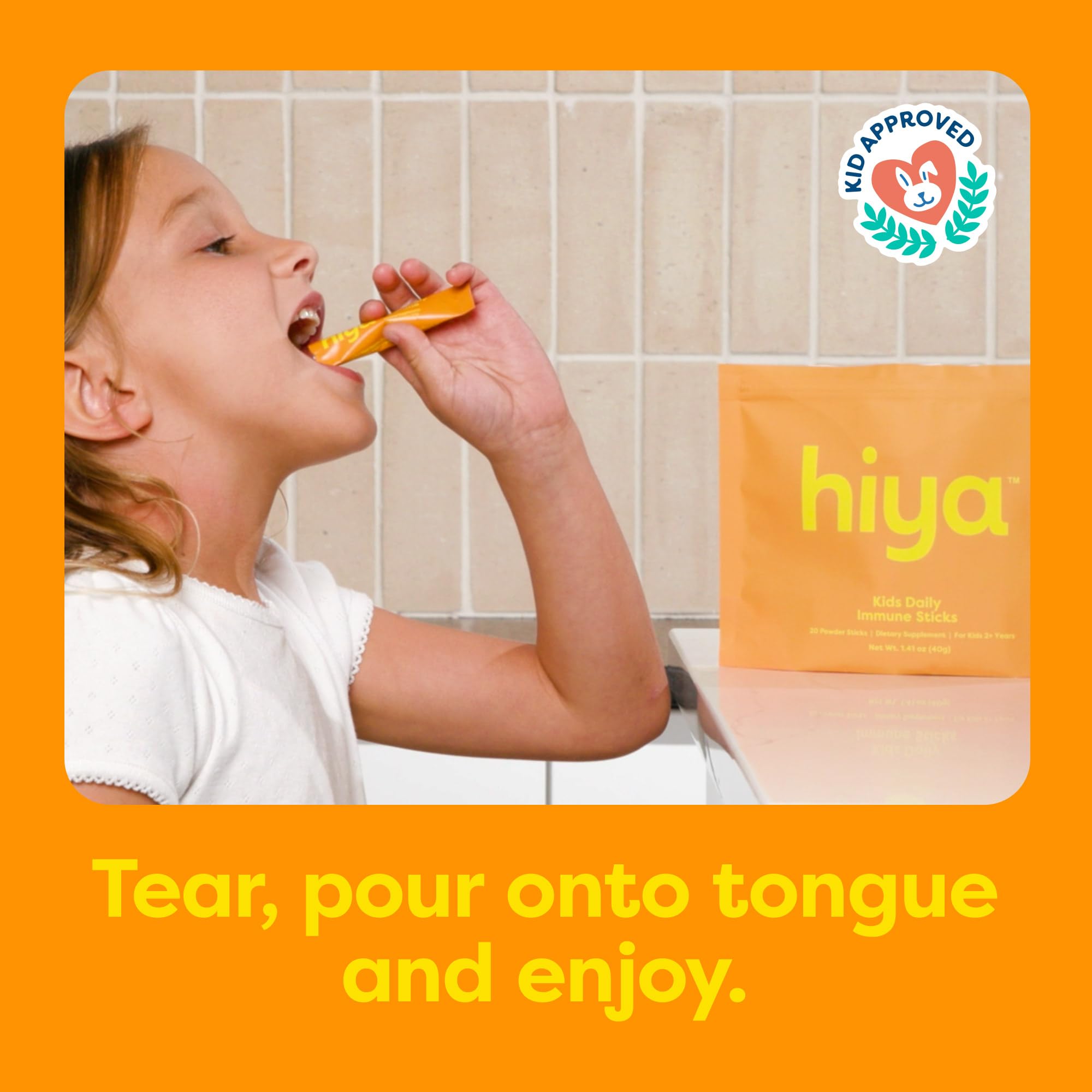 HIYA Daily daily wellness Support Elderberry Supplement Sticks with tropical orange flavour