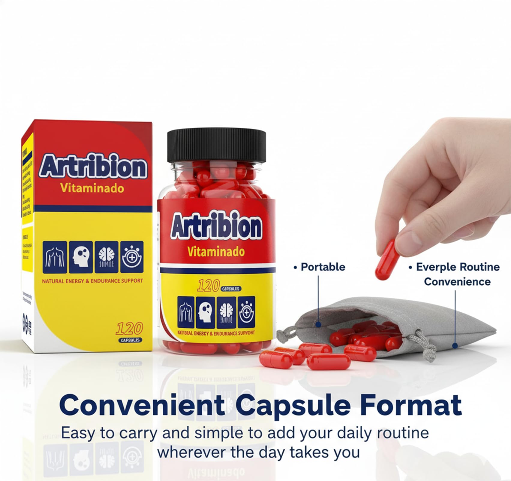 HKJHKJ Artribion Vitaminado capsules showing easy-to-carry format