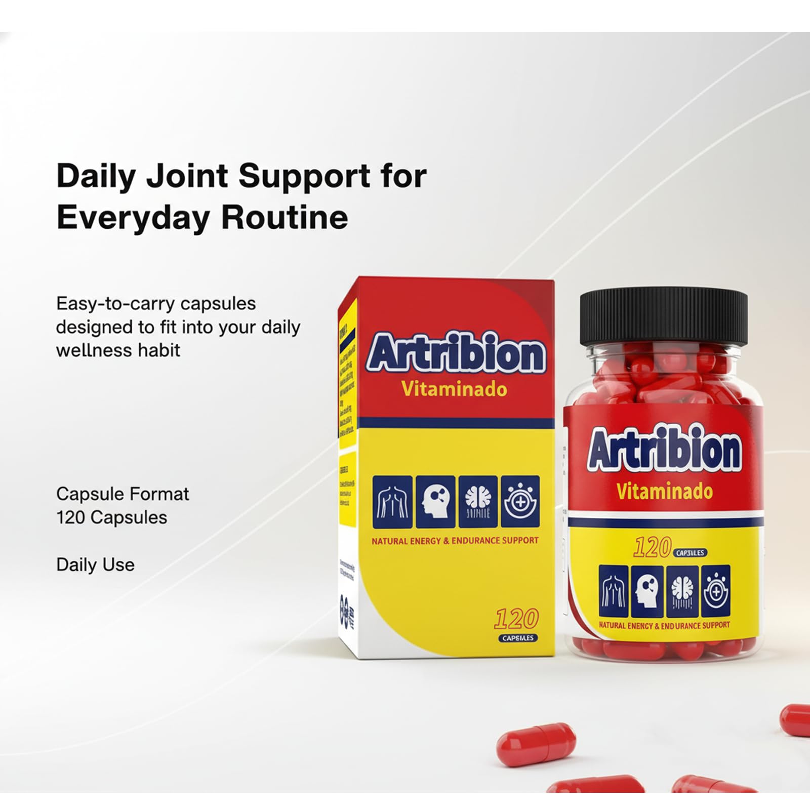 HKJHKJ Artribion Vitaminado capsules side view with nutrition info