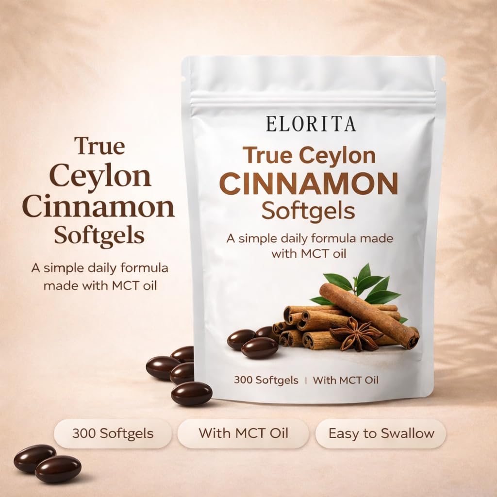 HKJHKJ True Ceylon Cinnamon Softgels back view with ingredients