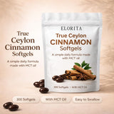 HKJHKJ True Ceylon Cinnamon Softgels back view with ingredients