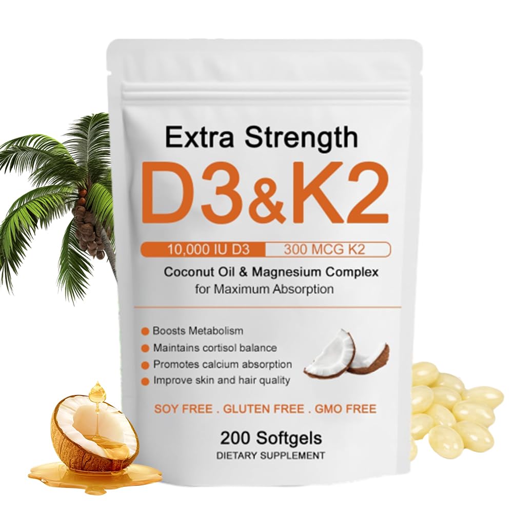 Hlonns Vitamin D3 & K2 10,000 IU softgel front view