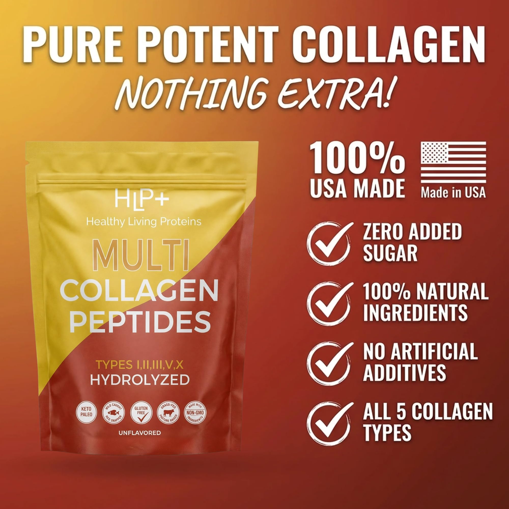HLP Multi Collagen Peptides scoop showing powder