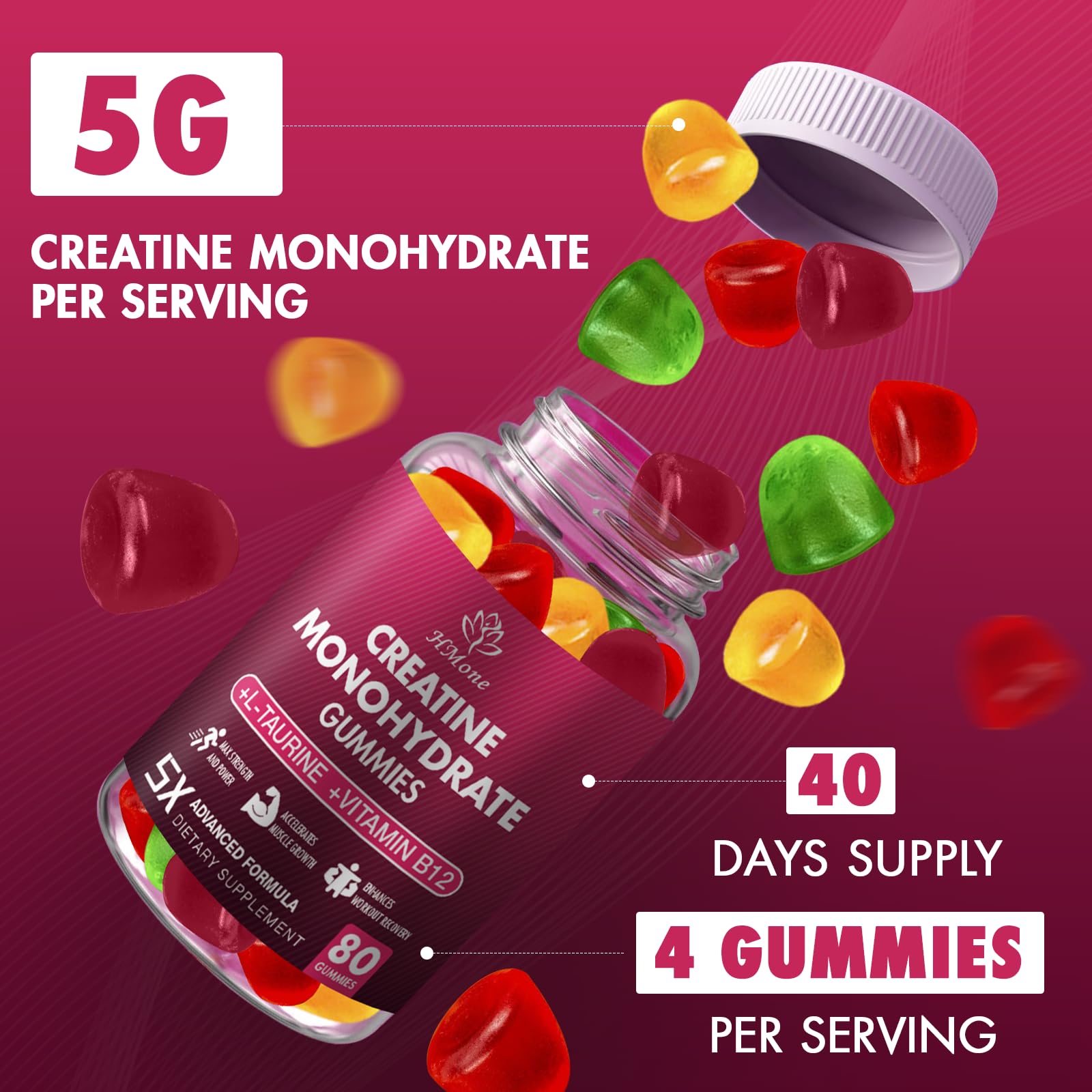HMone Creatine Gummies inside a gym bag