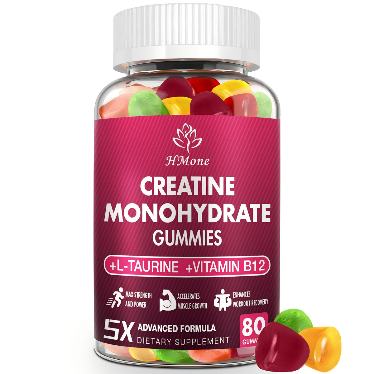 HMone Creatine Monohydrate Gummies 160 count bottle front view