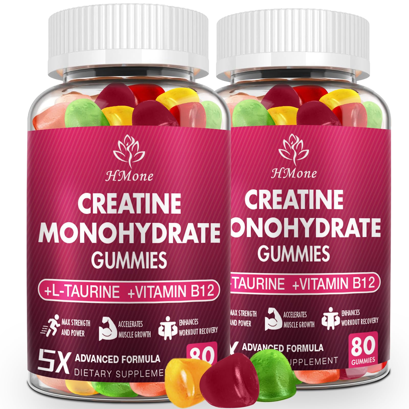 HMone Creatine Monohydrate Gummies 160 count bottle front view